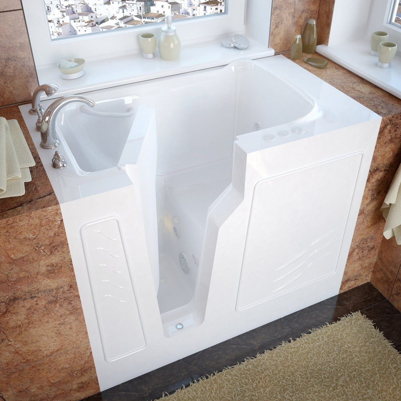 MediTub Walk-In 26 x 46 Left Drain White Whirlpool Jetted Walk-In Bathtub Walk In Tubs MediTub 