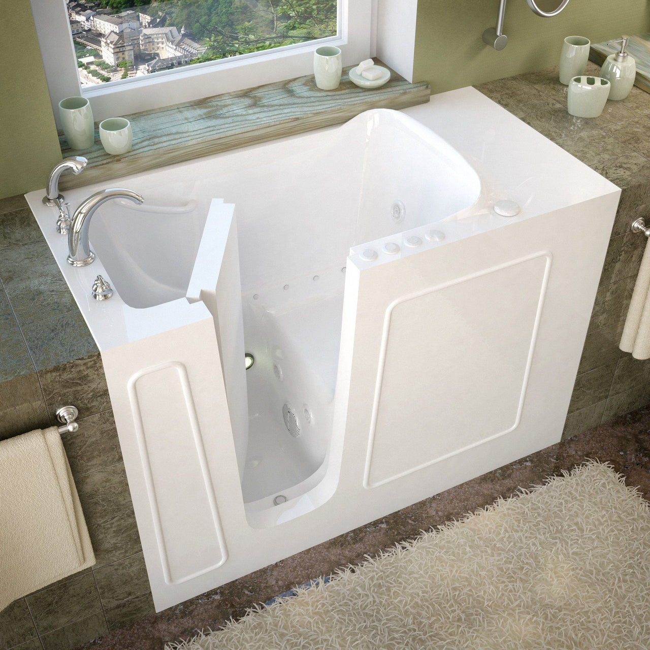 MediTub 2653LWD Walk-In 26 x 53 Left Drain White Whirlpool & Air Jetted Walk-In Bathtub Walk In Tubs MediTub 
