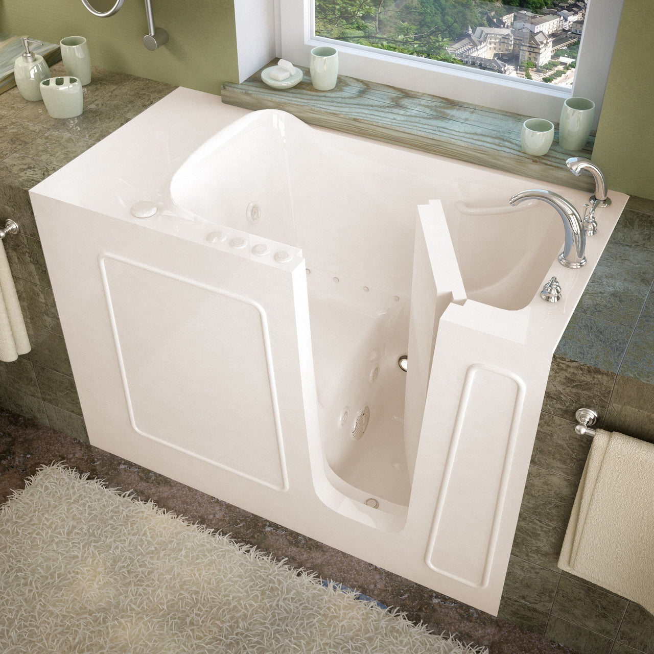 MediTub Walk-In 26 x 53 Right Drain Biscuit Whirlpool & Air Jetted Walk-In Bathtub Walk In Tubs MediTub 