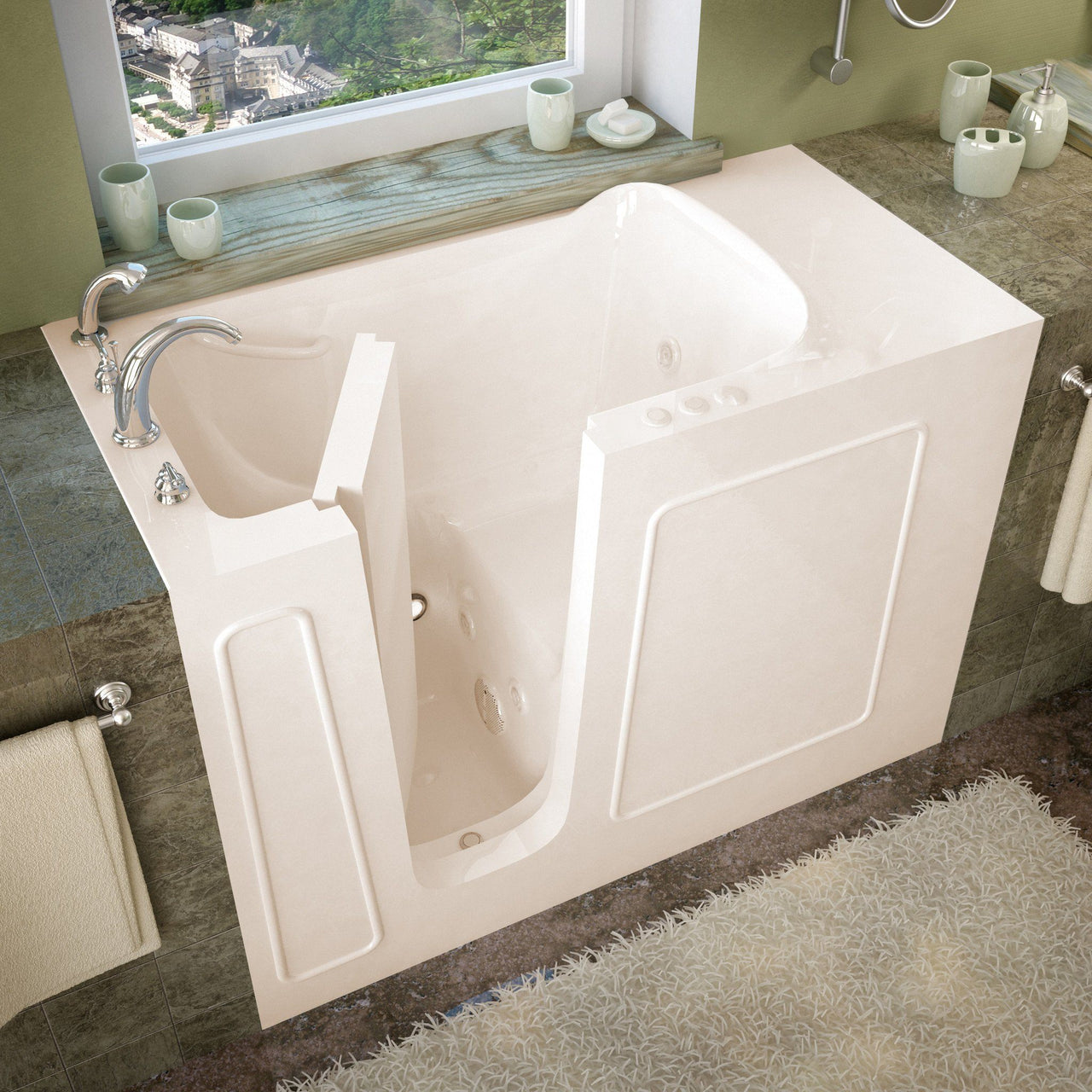 MediTub 2653LBH Walk-In 26 x 53 Left Drain Biscuit Whirlpool Jetted Walk-In Bathtub Walk In Tubs MediTub 