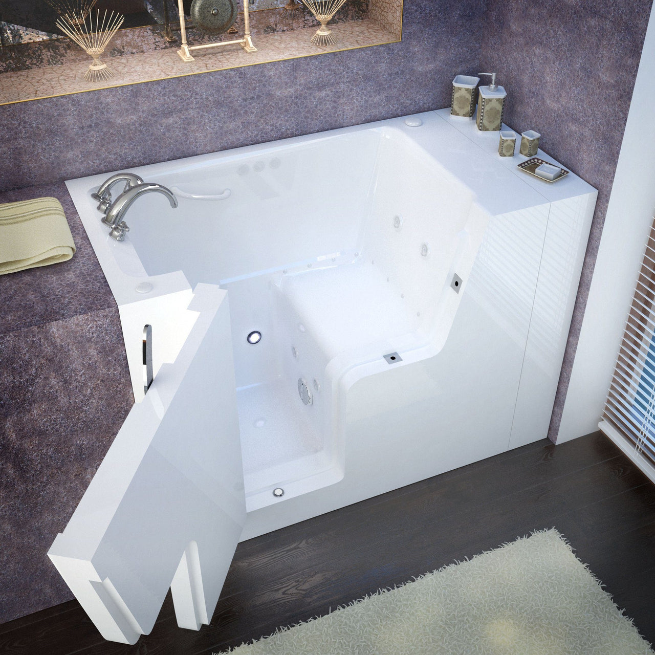MediTub Wheel Chair Accessible 29 x 53 Left Drain White Whirlpool & Air Jetted Wheelchair Accessible Bathtub Walk In Tubs MediTub 