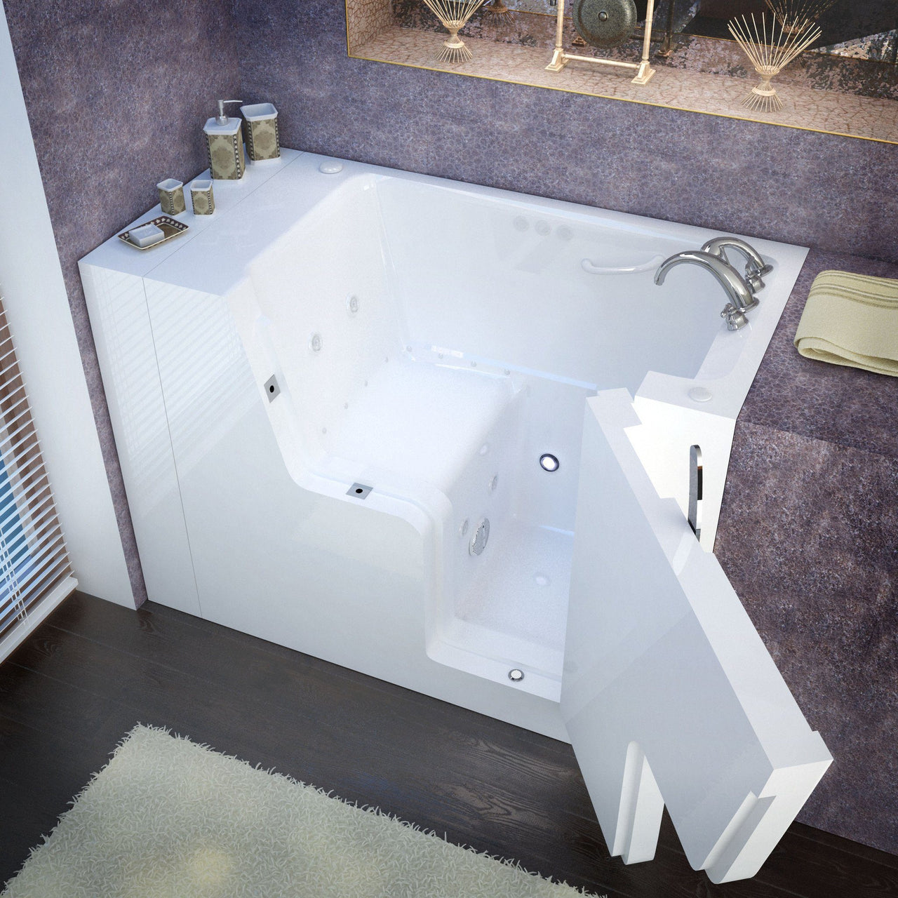 MediTub 2953WCARWD Wheel Chair Accessible 29 x 53 Right Drain White Whirlpool & Air Jetted Wheelchair Accessible Bathtub Walk In Tubs MediTub 