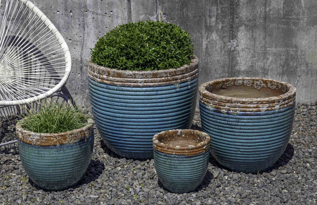 Campania International Glazed Terra cotta Nevis Planter Urn/Planter Campania International Beachcomber Aqua 