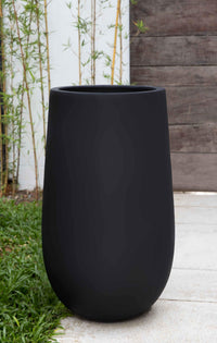 Thumbnail for Campania International Fiber Clay Mews Planter - S/3 Urn/Planter Campania International Onyx Black Lite Large 