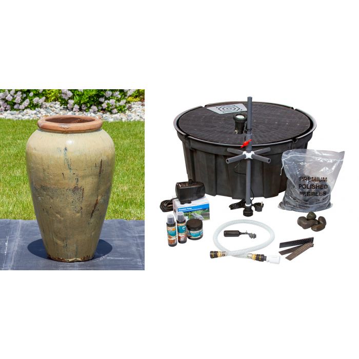 Tuscany FNT3867 Ceramic Triple Vase Complete Fountain Kit Vase Fountain Blue Thumb 