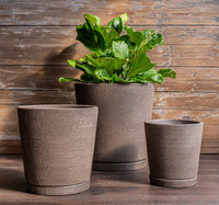 Thumbnail for Campania International Glazed Pottery I/O Tapered Cylinder-S/3 Urn/Planter Campania International Peat 