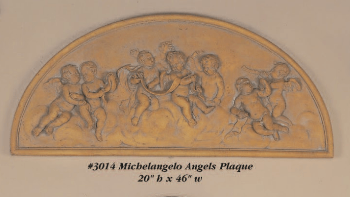 Michaelangelo Angels Plaque Cast Stone Outdoor Asian Collection Wall Ornament Tuscan 