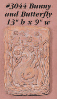 Thumbnail for Bunny and Butterfly Plaque Cast Stone Outdoor Asian Collection Wall Ornament Tuscan 