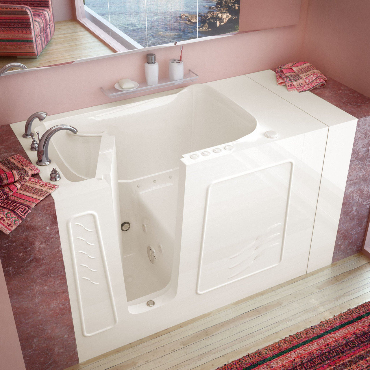 MediTub Walk-In 30 x 53 Left Drain Biscuit Whirlpool & Air Jetted Walk-In Bathtub Walk In Tubs MediTub 