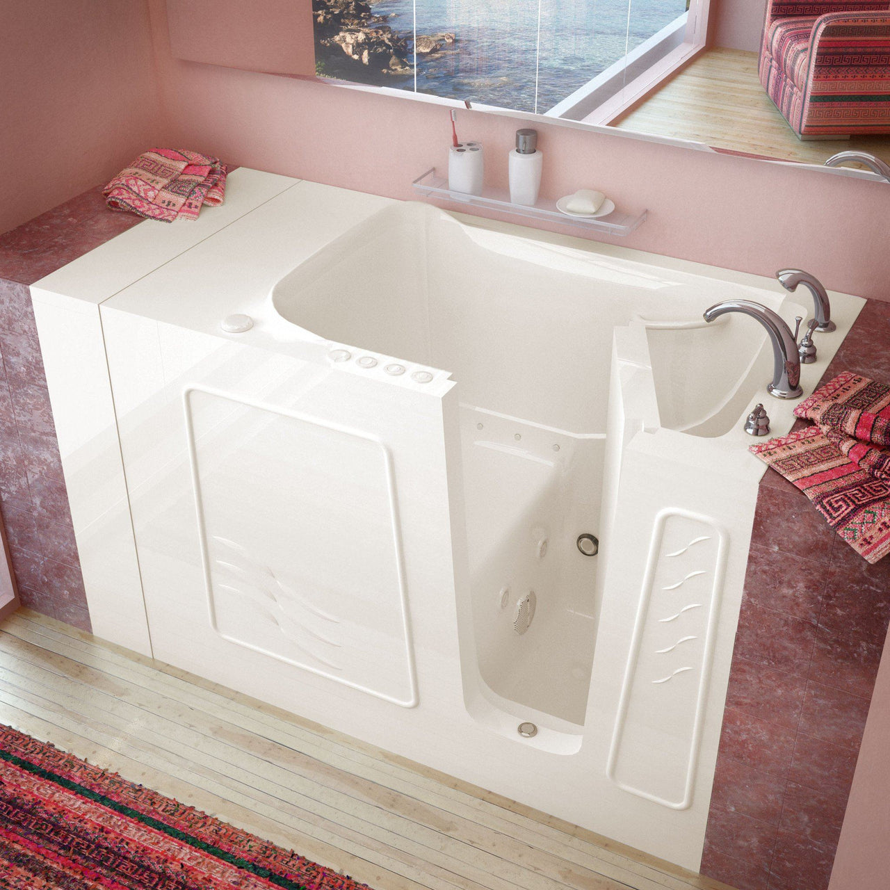 MediTub Walk-In 30 x 53 Right Drain Biscuit Whirlpool & Air Jetted Walk-In Bathtub Walk In Tubs MediTub 