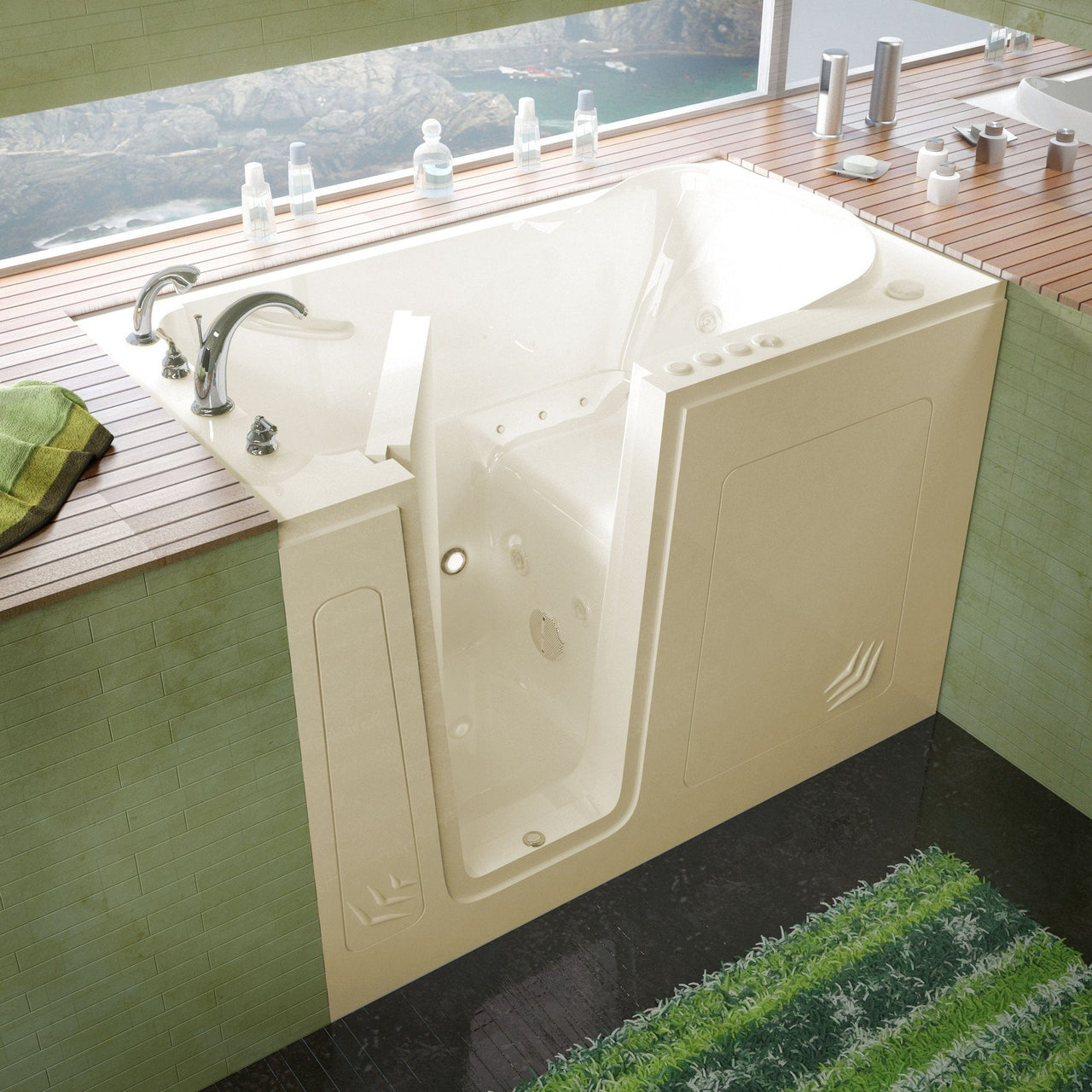 MediTub Walk-In 30 x 54 Left Drain Biscuit Whirlpool & Air Jetted Walk-In Bathtub Walk In Tubs MediTub 