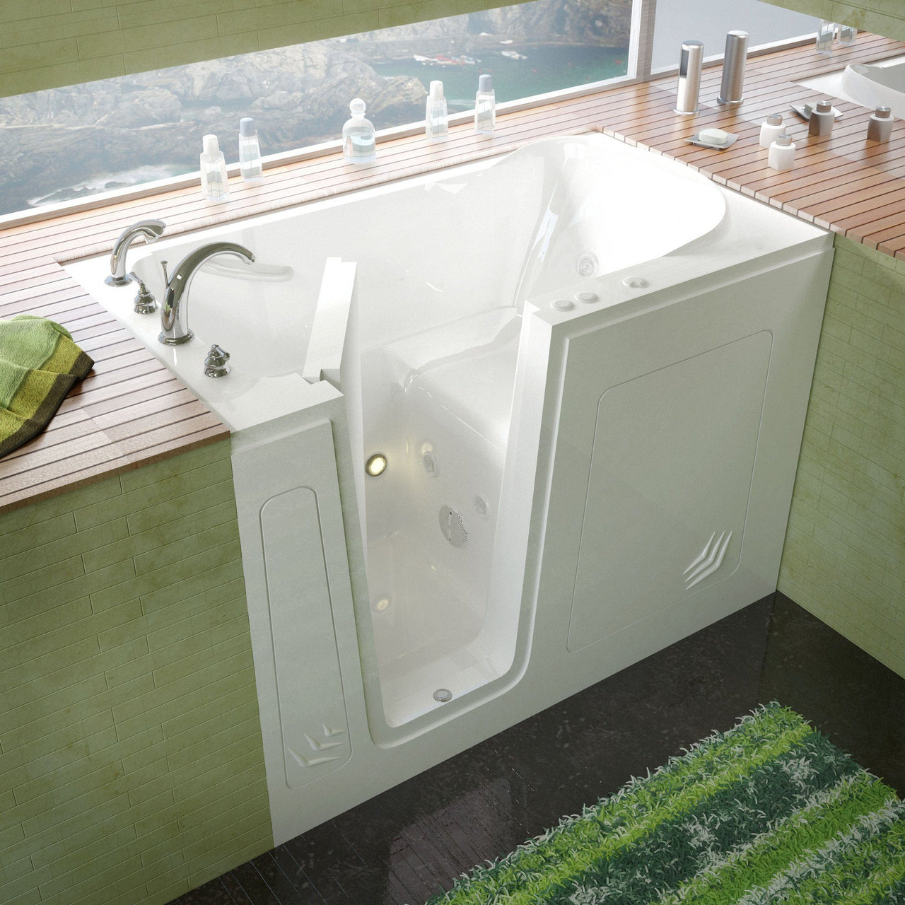 MediTub Walk-In 30 x 54 Left Drain White Whirlpool Jetted Walk-In Bathtub Walk In Tubs MediTub 