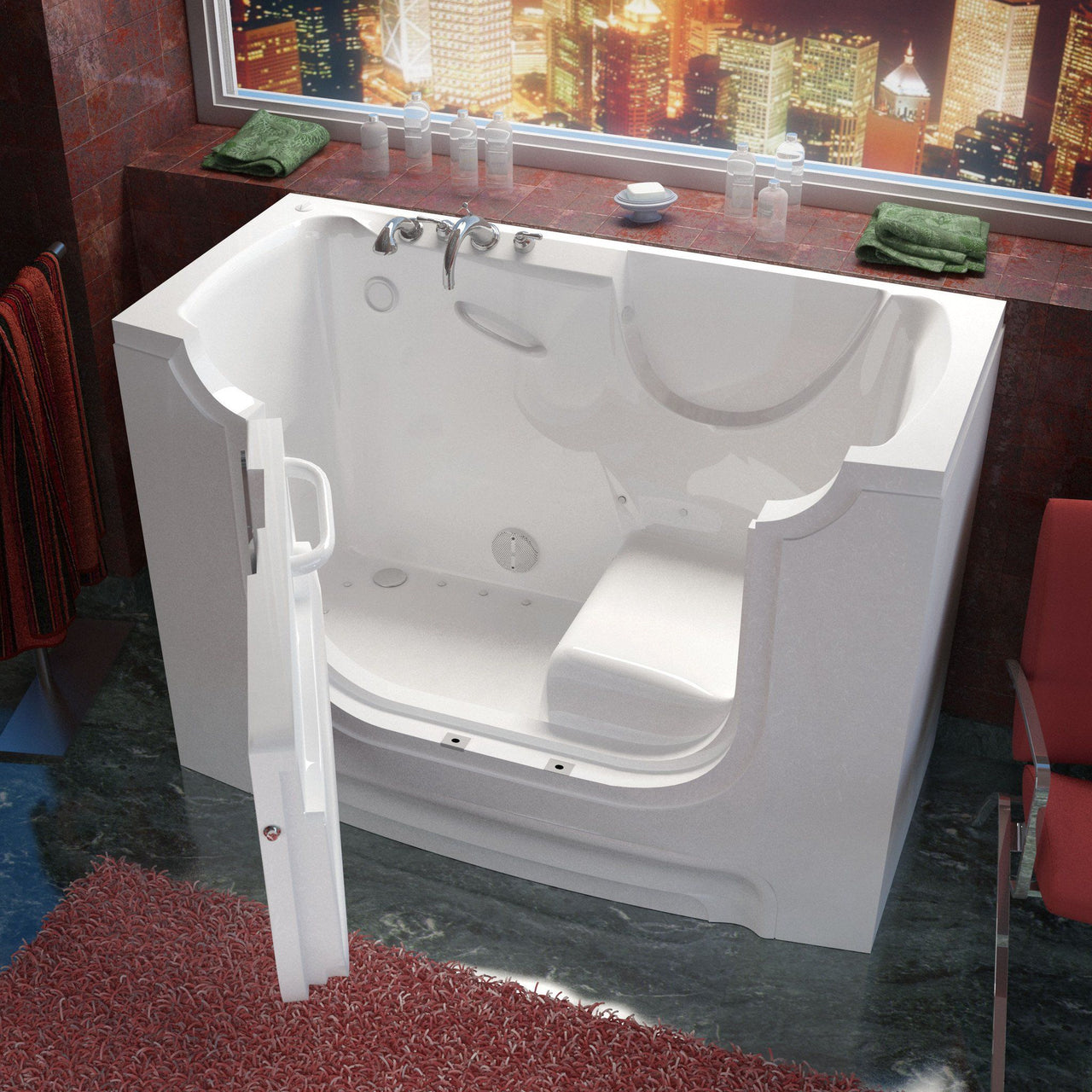 MediTub Wheel Chair Accessible 30 x 60 Left Drain White Air Jetted Wheelchair Accessible Bathtub Walk In Tubs MediTub 