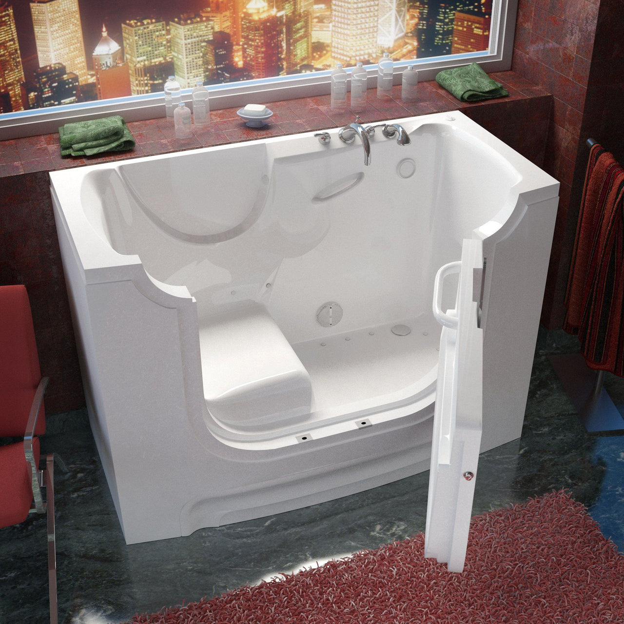 MediTub Wheel Chair Accessible 30 x 60 Right Drain White Air Jetted Wheelchair Accessible Bathtub Walk In Tubs MediTub 