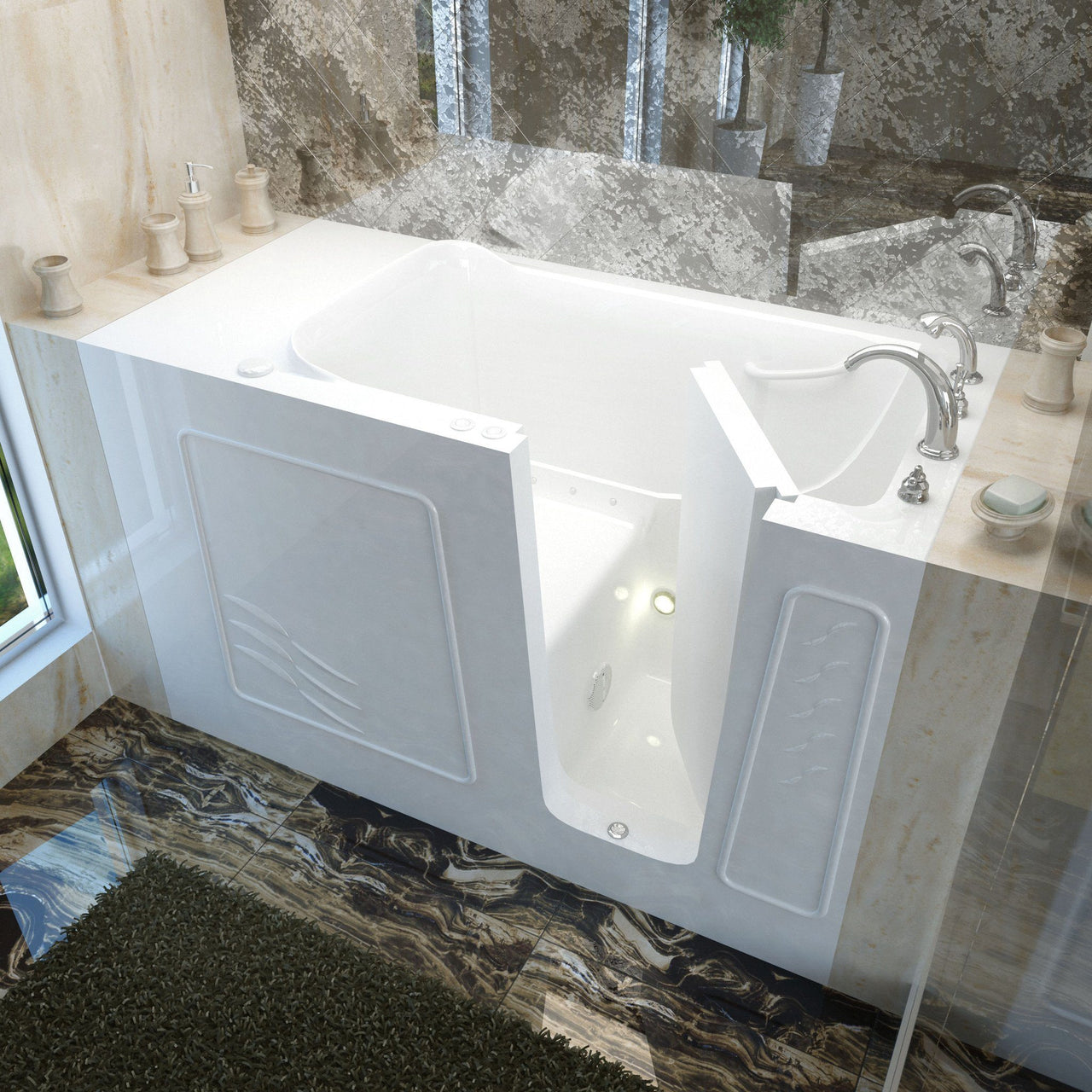 MediTub 3060WIRWA Walk-In 30 x 60 Right Drain White Air Jetted Walk-In Bathtub Walk In Tubs MediTub 