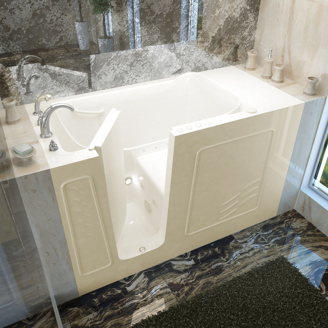 MediTub Walk-In 30 x 60 Left Drain Biscuit Whirlpool & Air Jetted Walk-In Bathtub Walk In Tubs MediTub 