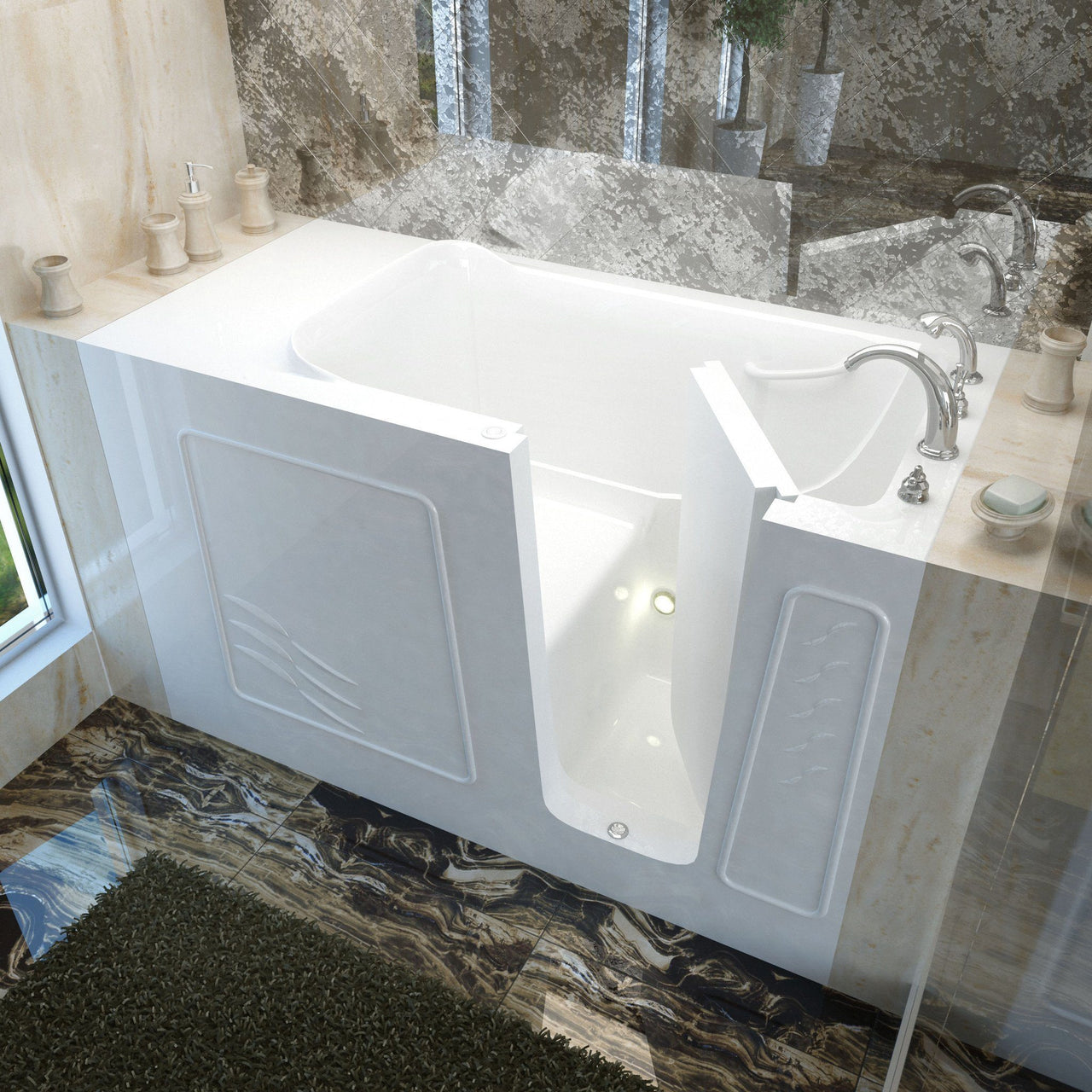 MediTub 3060WIRWS Walk-In 30 x 60 Right Drain White Soaking Walk-In Bathtub Walk In Tubs MediTub 