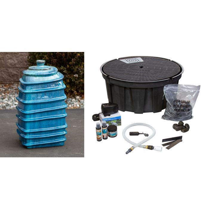 Chianti FNT3089 Ceramic Vase Complete Fountain Kit Vase Fountain Blue Thumb 