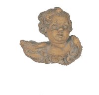 Thumbnail for Angel Head With Wings Cast Stone Outdoor Asian Collection Wall Ornament Tuscan Natural (N) Right 