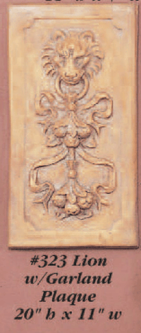 Thumbnail for Lion with Garland Plaque Cast Stone Outdoor Asian Collection Wall Ornament Tuscan 