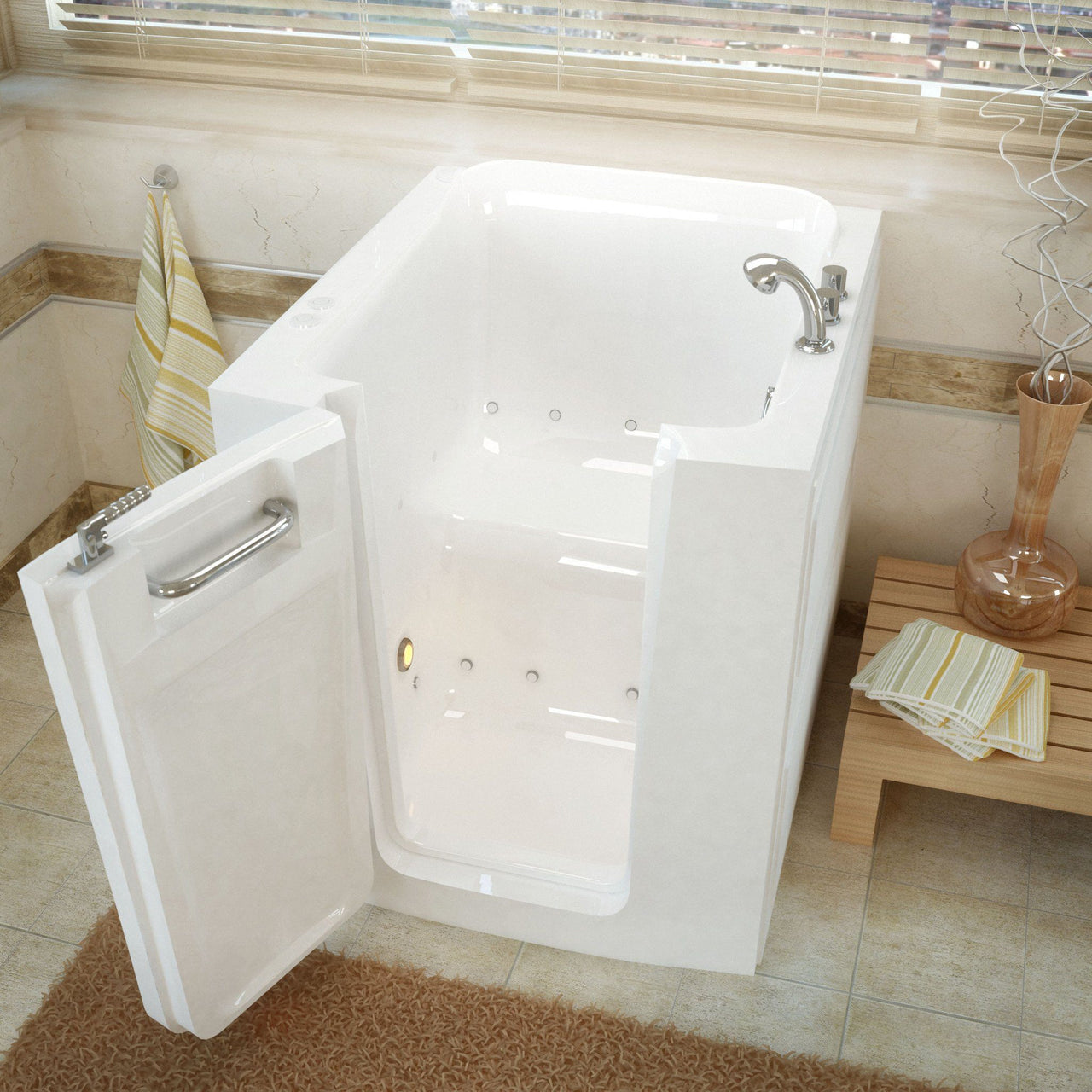 MediTub 3238LWA Walk-In 32 x 38 Left Door White Air Jetted Walk-In Bathtub Walk In Tubs MediTub 