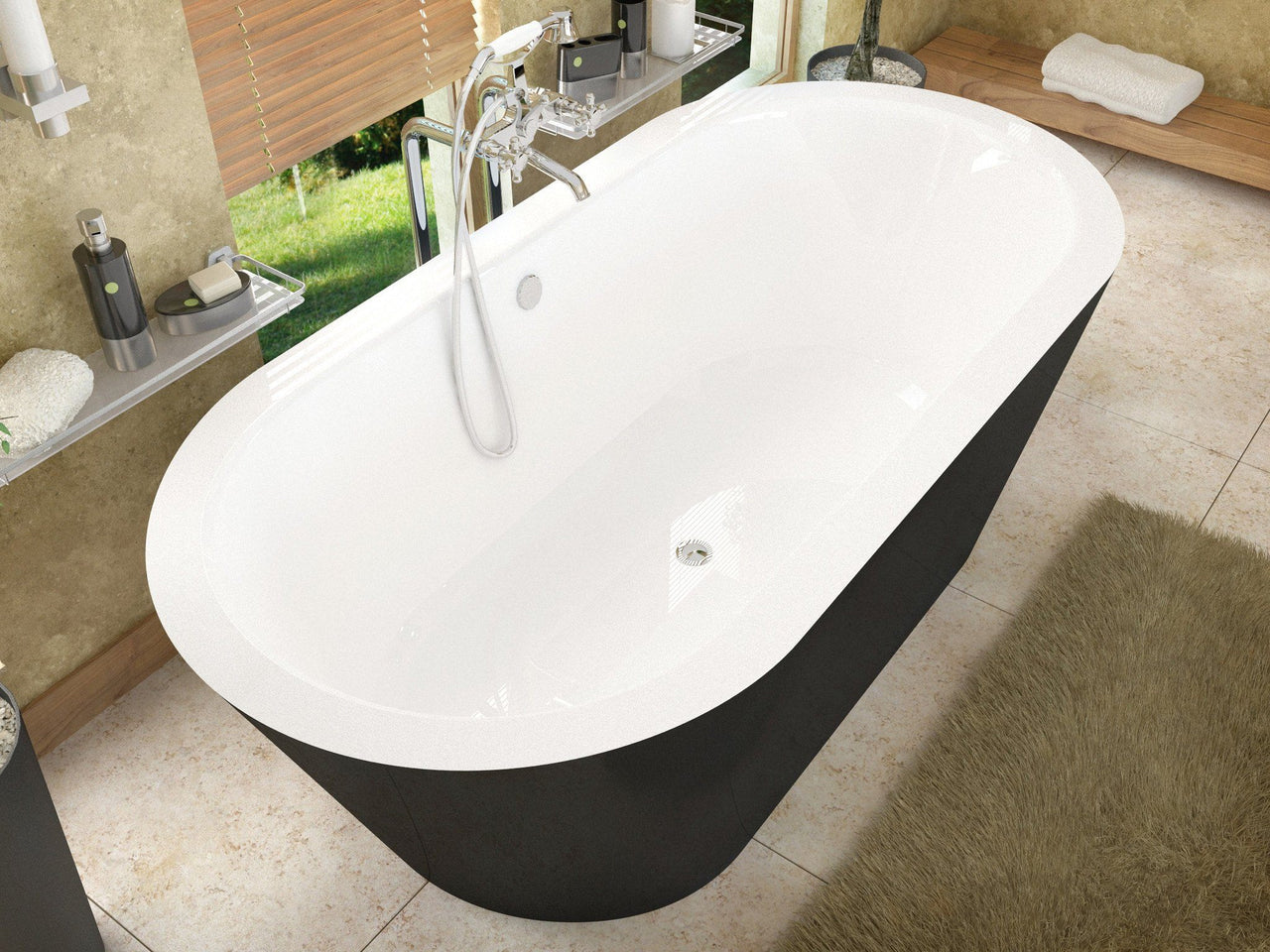 Atlantis Whirlpools Valley 32 x 70 Freestanding One Piece Soaker Tub with Center Drain Whirlpool Bathtub Atlantis 