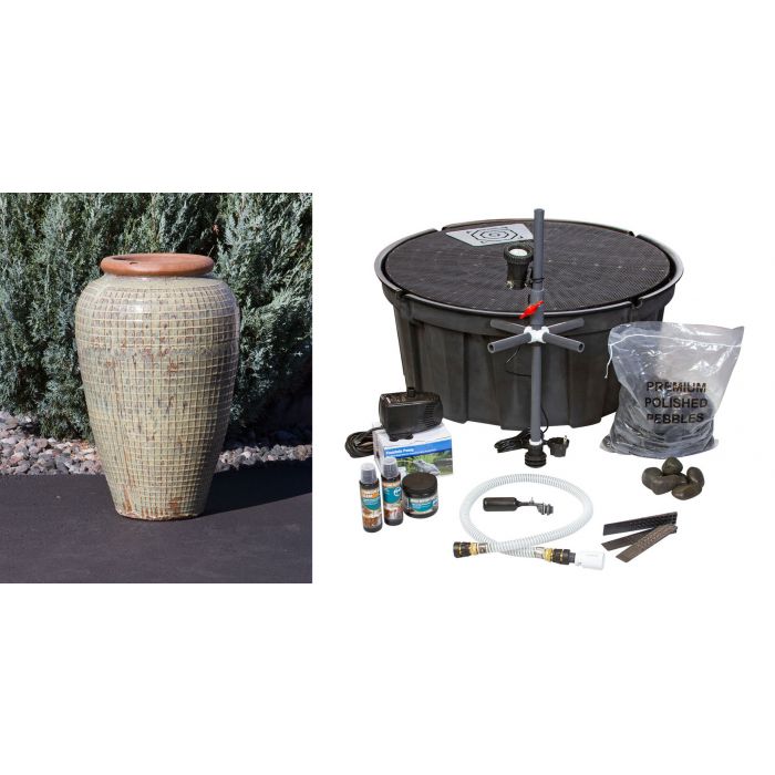 Tuscany FNT3284 Ceramic Triple Vase Complete Fountain Kit Vase Fountain Blue Thumb 