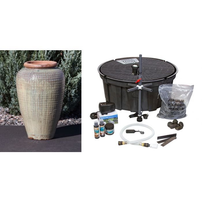 Tuscany FNT3288 Ceramic Triple Vase Complete Fountain Kit Vase Fountain Blue Thumb 