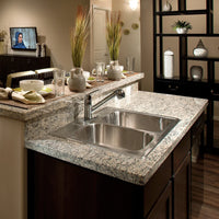 Thumbnail for Houzer Glowtone Topmount Stainless Steel 3-hole 50/50 Double 8-Inch Deep Kitchen Sink - Topmount Houzer 