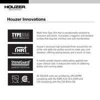 Thumbnail for Houzer Glowtone Series Topmount Stainless Steel 4-hole 50/50 Double Bowl Kitchen Sink, 9-Inch Deep Kitchen Sink - Topmount Houzer 