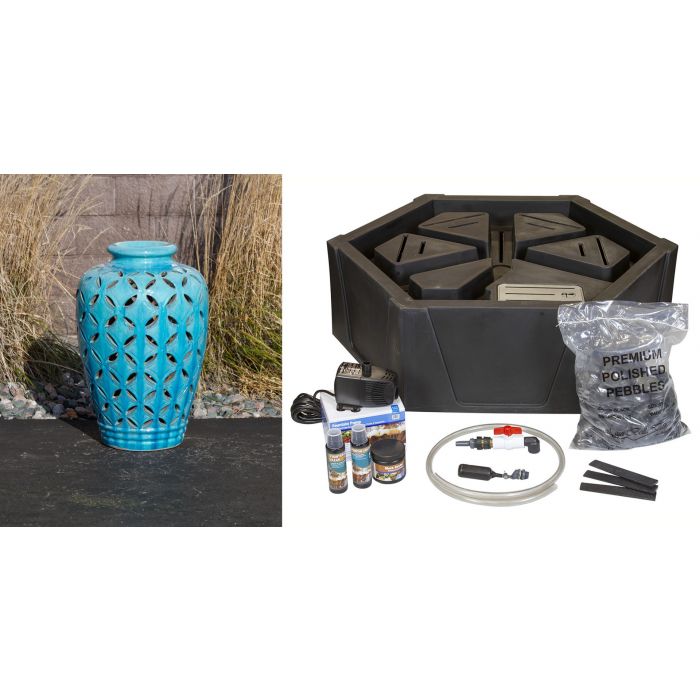Closed Top FNT3352 Ceramic Vase Complete Fountain Kit Vase Fountain Blue Thumb 