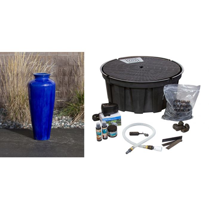 Closed Top FNT3427 Ceramic Vase Complete Fountain Kit Vase Fountain Blue Thumb 