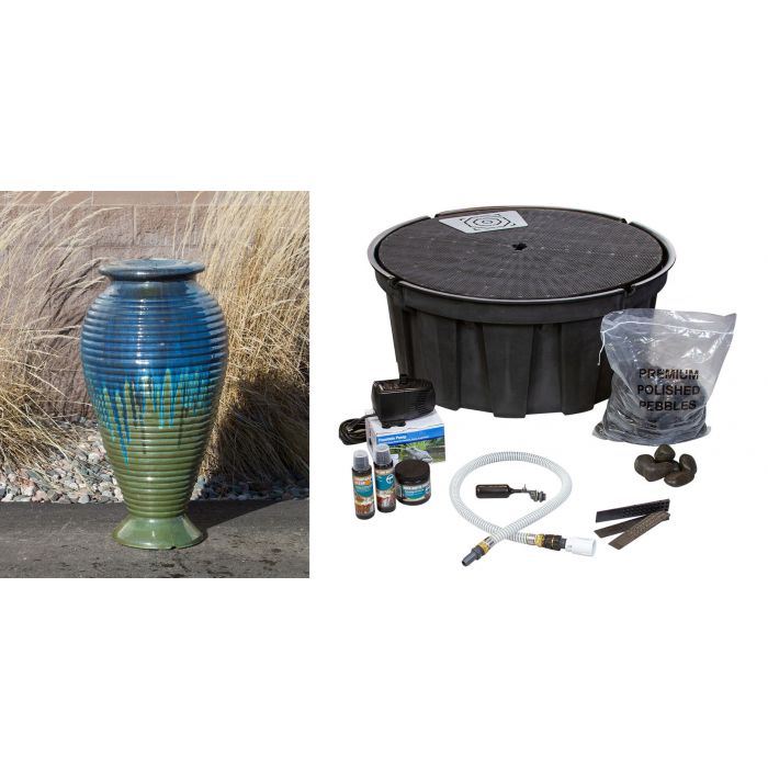 Closed Top FNT3441 Ceramic Vase Complete Fountain Kit Vase Fountain Blue Thumb 