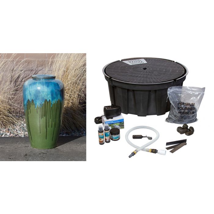 Closed Top FNT3447 Ceramic Vase Complete Fountain Kit Vase Fountain Blue Thumb 