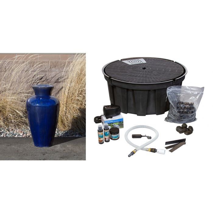 Closed Top FNT3464 Ceramic Vase Complete Fountain Kit Vase Fountain Blue Thumb 