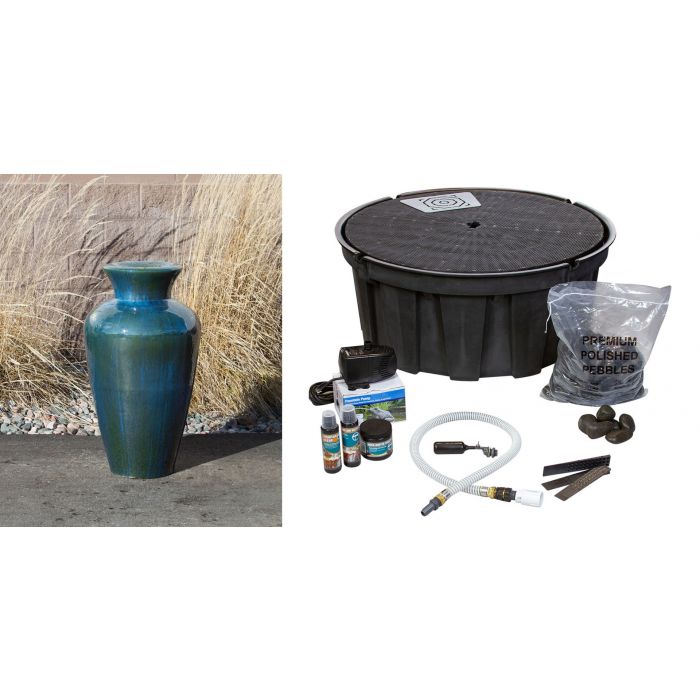 Closed Top FNT3465 Ceramic Vase Complete Fountain Kit Vase Fountain Blue Thumb 