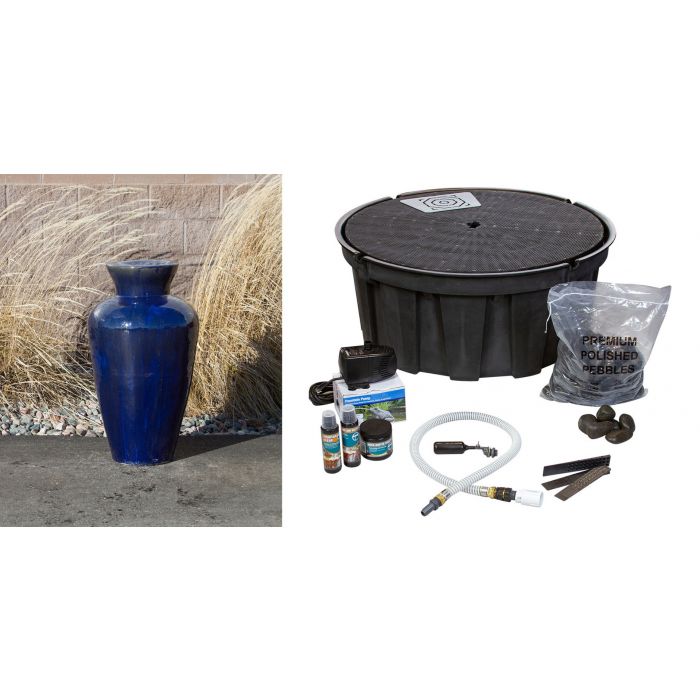 Closed Top FNT3468 Ceramic Vase Complete Fountain Kit Vase Fountain Blue Thumb 