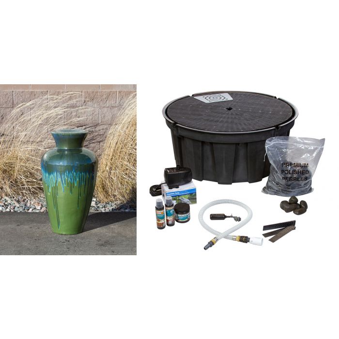 Closed Top FNT3470 Ceramic Vase Complete Fountain Kit Vase Fountain Blue Thumb 