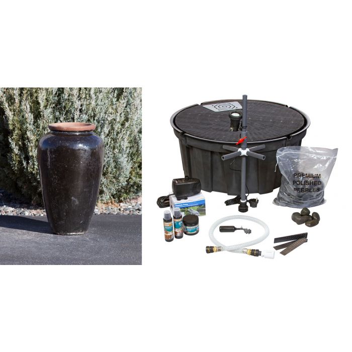 Tuscany FNT3510 Ceramic Triple Vase Complete Fountain Kit Vase Fountain Blue Thumb 