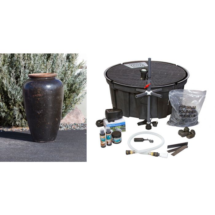 Tuscany FNT3518 Ceramic Triple Vase Complete Fountain Kit Vase Fountain Blue Thumb 