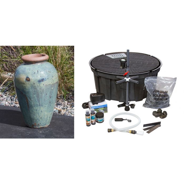 Tuscany FNT3550 Ceramic Triple Vase Complete Fountain Kit Vase Fountain Blue Thumb 