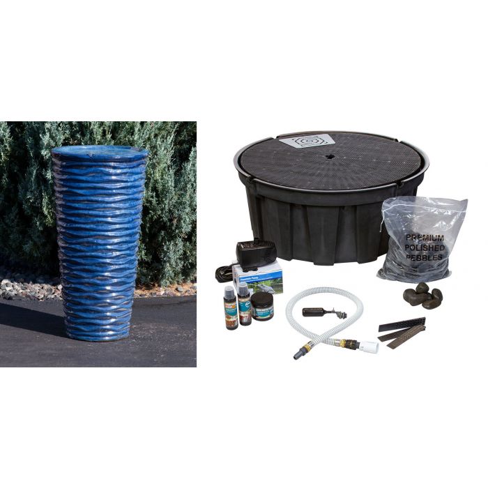 Closed Top FNT3637 Ceramic Vase Complete Fountain Kit Vase Fountain Blue Thumb 