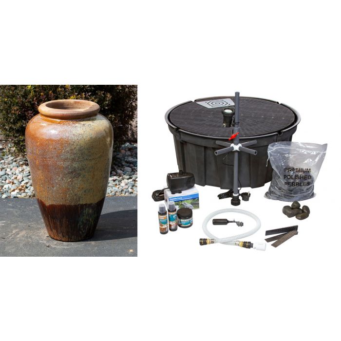 Tuscany FNT3663 Ceramic Triple Vase Complete Fountain Kit Vase Fountain Blue Thumb 