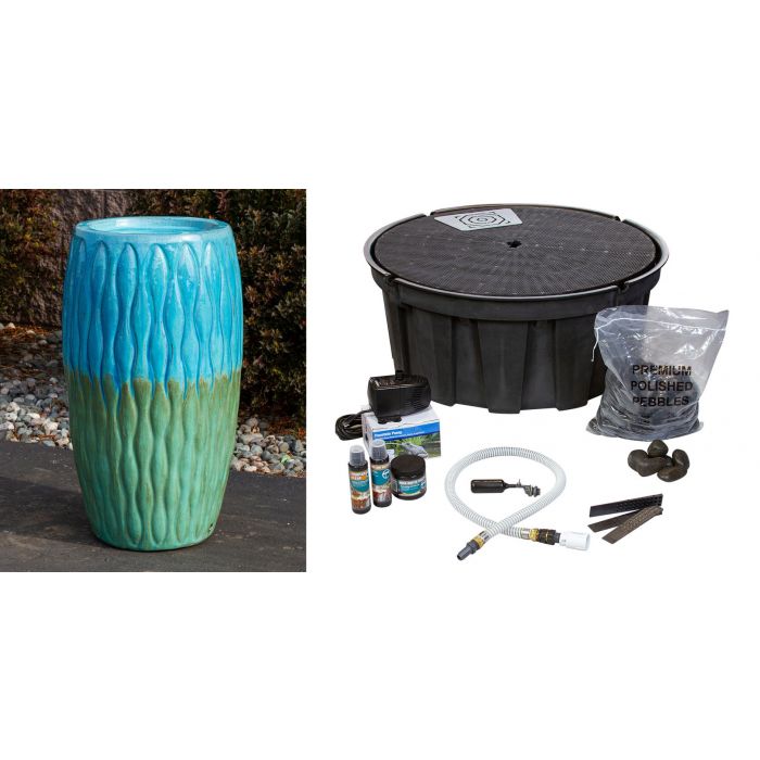 Closed Top FNT3772 Ceramic Vase Complete Fountain Kit Vase Fountain Blue Thumb 