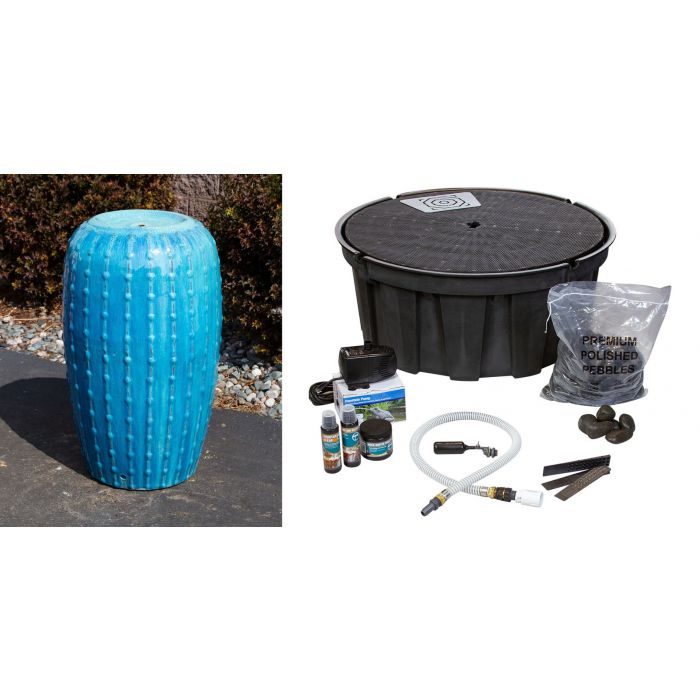 Closed Top FNT3777 Ceramic Vase Complete Fountain Kit Vase Fountain Blue Thumb 