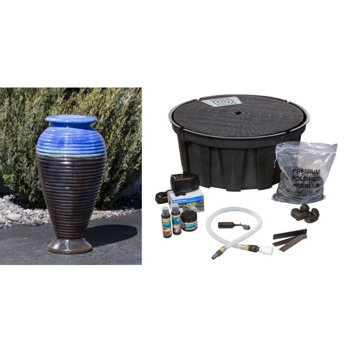 Closed Top FNT3799 Ceramic Vase Complete Fountain Kit Vase Fountain Blue Thumb 