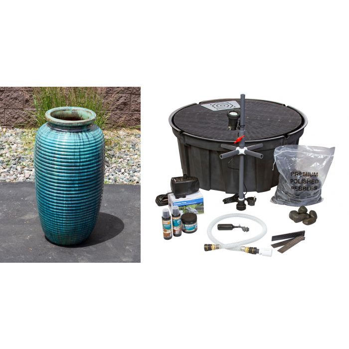Genova FNT3804 Ceramic Vase Complete Fountain Kit Vase Fountain Blue Thumb 