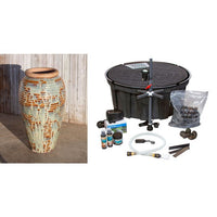 Thumbnail for Tuscany FNT3805 Ceramic Triple Vase Complete Fountain Kit Vase Fountain Blue Thumb 