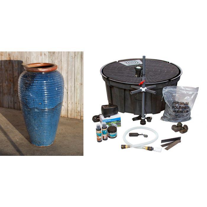 Tuscany FNT3807 Ceramic Triple Vase Complete Fountain Kit Vase Fountain Blue Thumb 