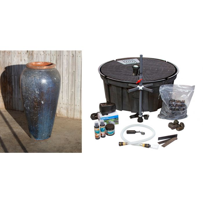 Tuscany FNT3812 Ceramic Triple Vase Complete Fountain Kit Vase Fountain Blue Thumb 